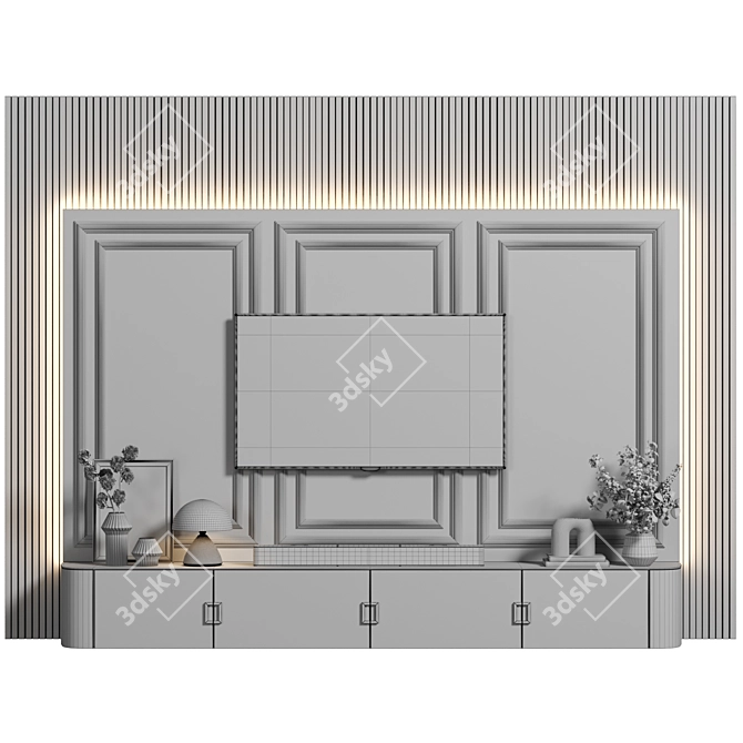 Modern 4K TV Wall Design 3D model image 4