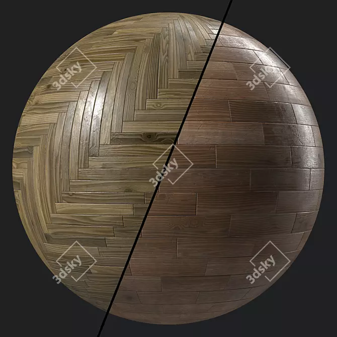 Aged Wood Parquet Material Kit 3D model image 1