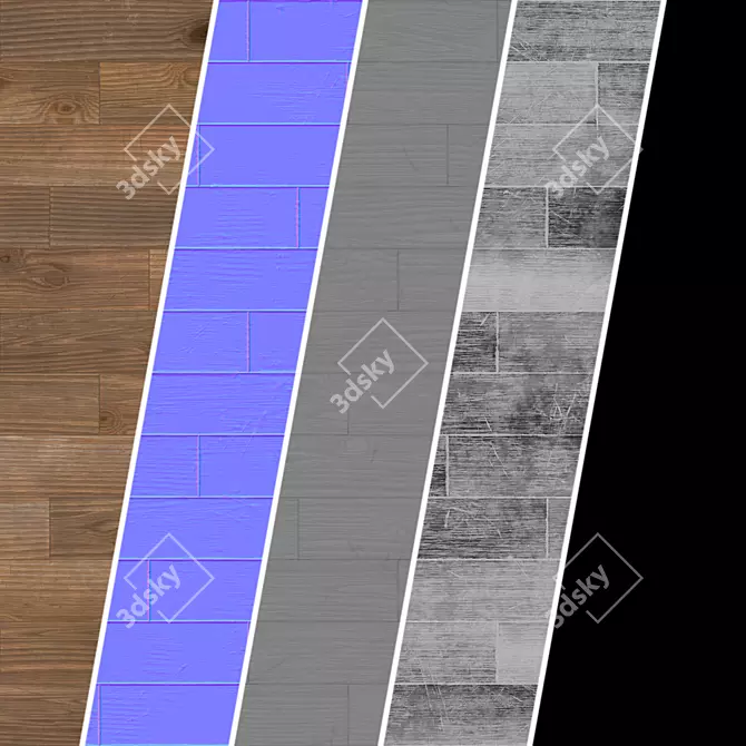 Aged Wood Parquet Material Kit 3D model image 4