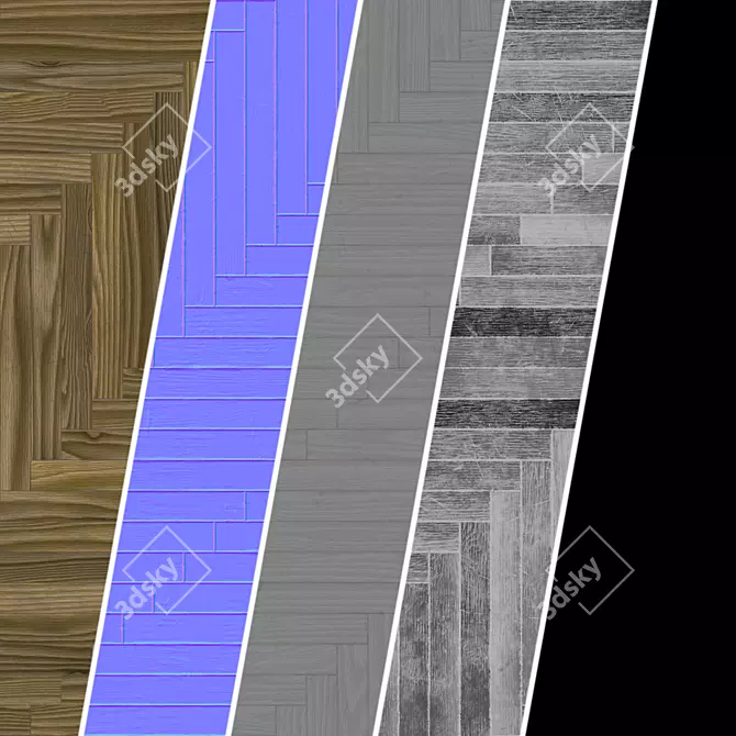 Aged Wood Parquet Material Kit 3D model image 7