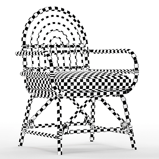  Luxe Azure Rattan Armchair 3D model image 6