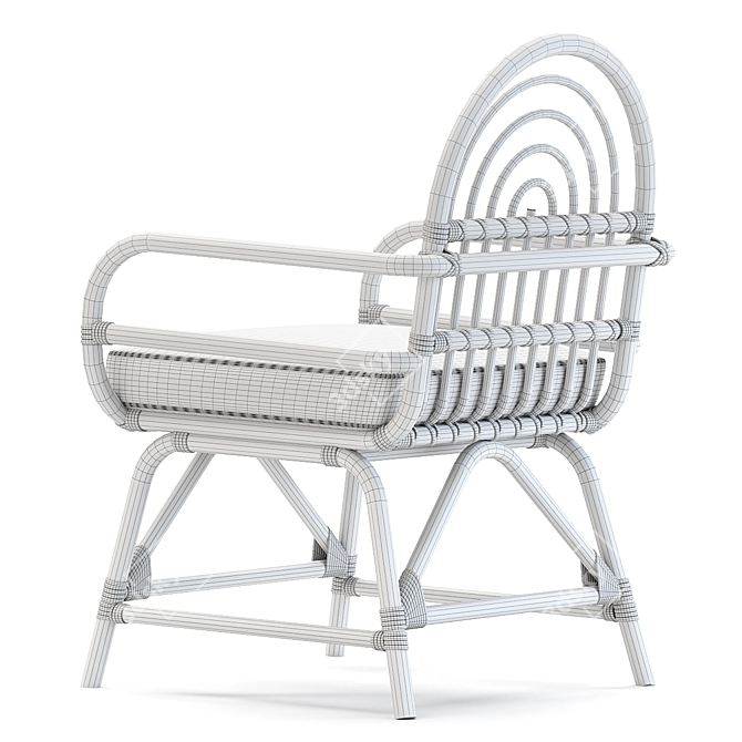  Luxe Azure Rattan Armchair 3D model image 7