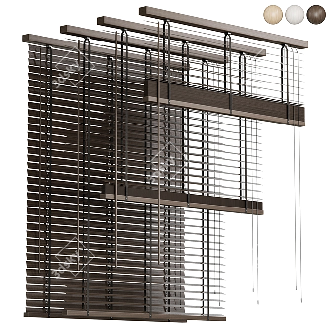 Foldable Wooden Blinds 2015 3D model image 3