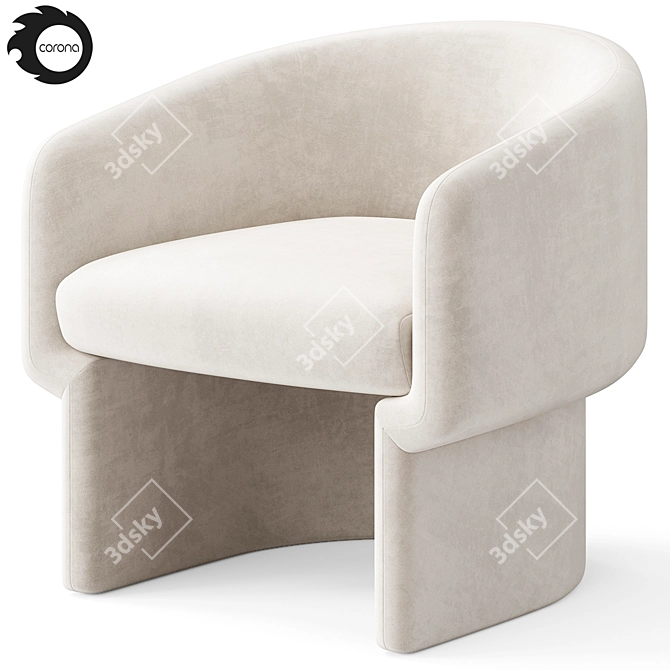 Swivel Velvet Barrel Chair 3D model image 3