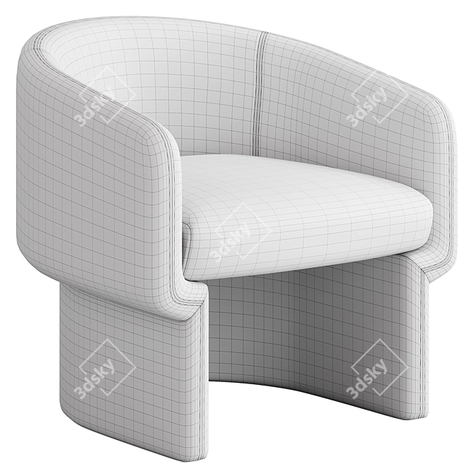 Swivel Velvet Barrel Chair 3D model image 4