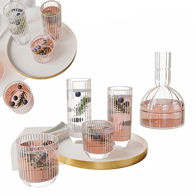 Sleek Nude Glassware Set 3D model image 1