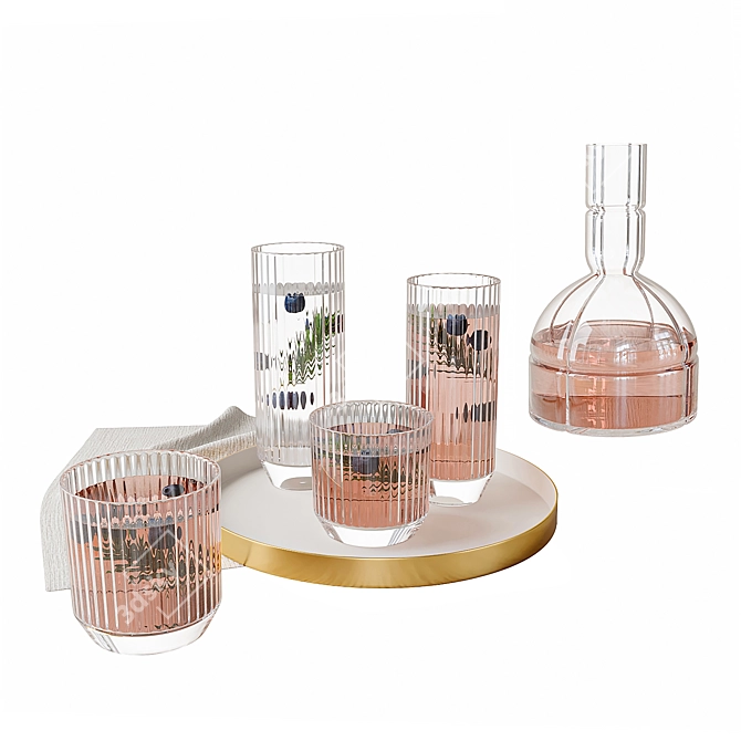 Sleek Nude Glassware Set 3D model image 2