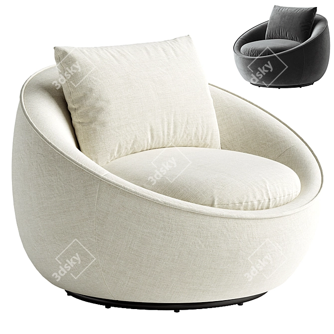 Sleek Bloom Club Armchair 3D model image 1