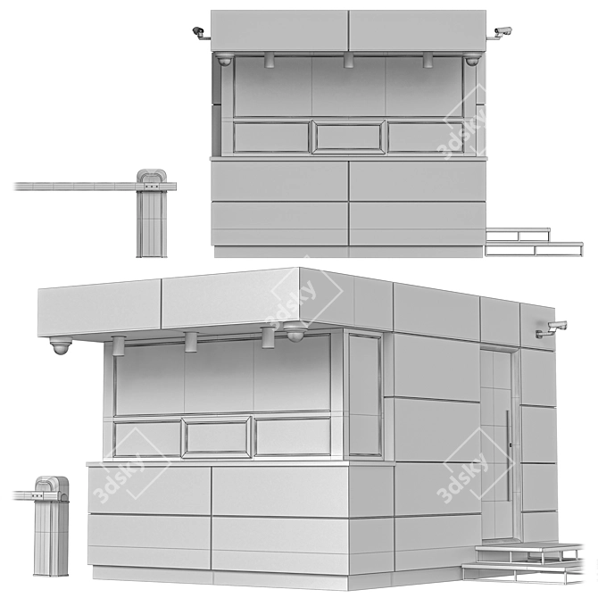 Premium Security Post Module M01 3D model image 4