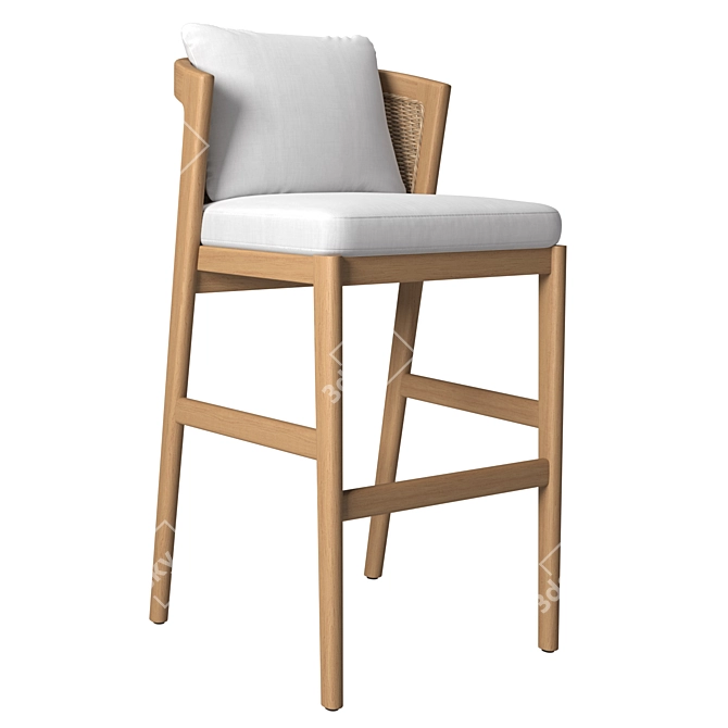 Elegant Teak Barstool for Stylish Comfort 3D model image 4