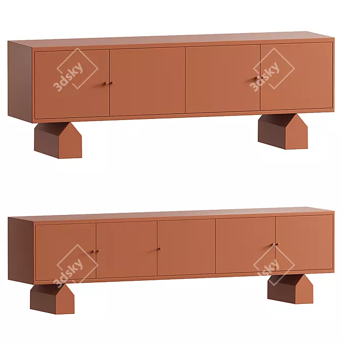 Modern Matt Lacquered Wood Sideboard 3D model image 1