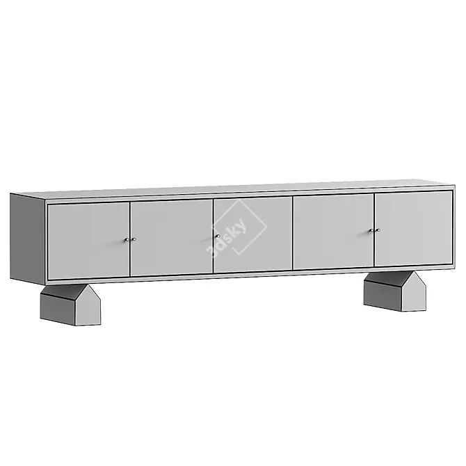 Modern Matt Lacquered Wood Sideboard 3D model image 2