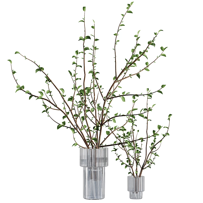 Elegant Floral Branch Bouquet Display 3D model image 1