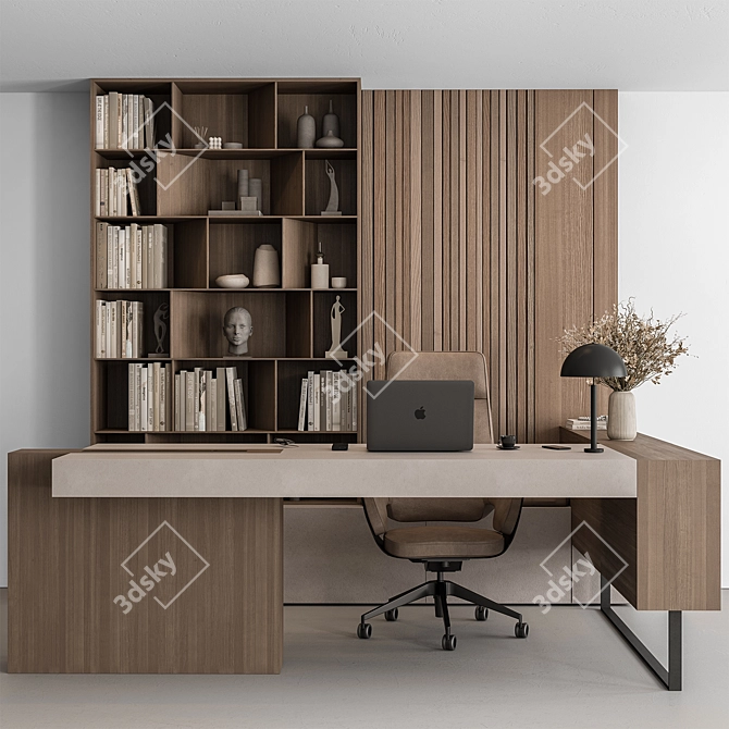 Executive Boss Desk 524 3D model image 4