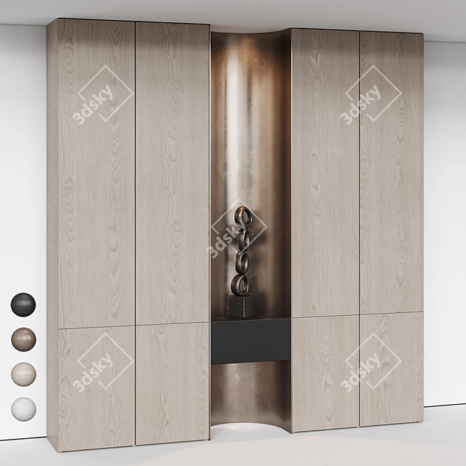 Modern Wardrobe with Decorative Niche 3D model image 5