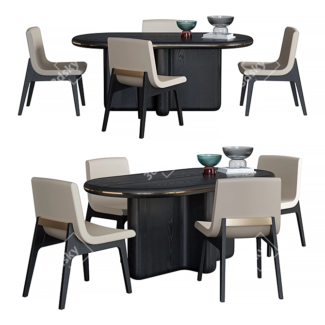 Elegant Caracole Dining Set with Textures 3D model image 1