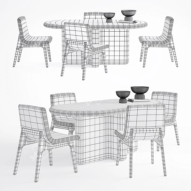 Elegant Caracole Dining Set with Textures 3D model image 3