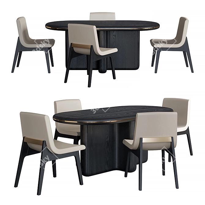 Elegant Caracole Dining Set with Textures 3D model image 4