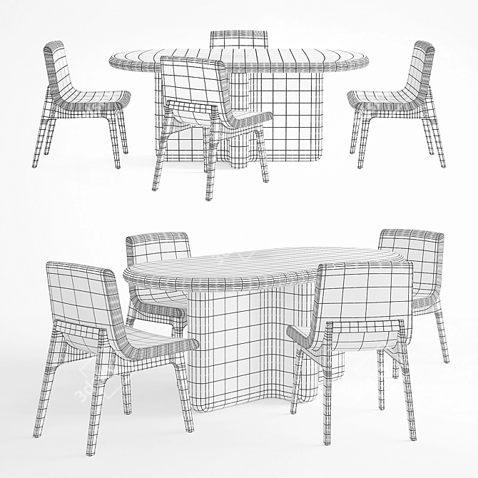 Elegant Caracole Dining Set with Textures 3D model image 5