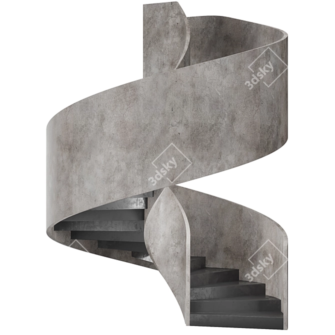 Modern Concrete Spiral Staircase 3D model image 1