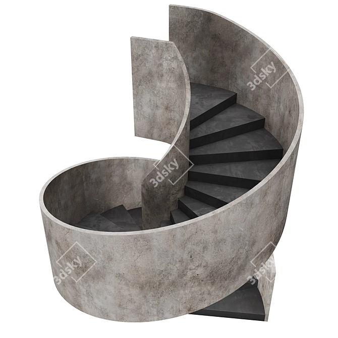 Modern Concrete Spiral Staircase 3D model image 3