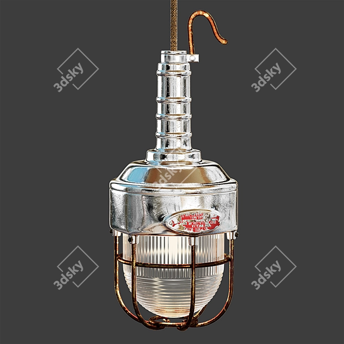 Japanese Portable Hanging Lamp, Vintage 3D model image 2