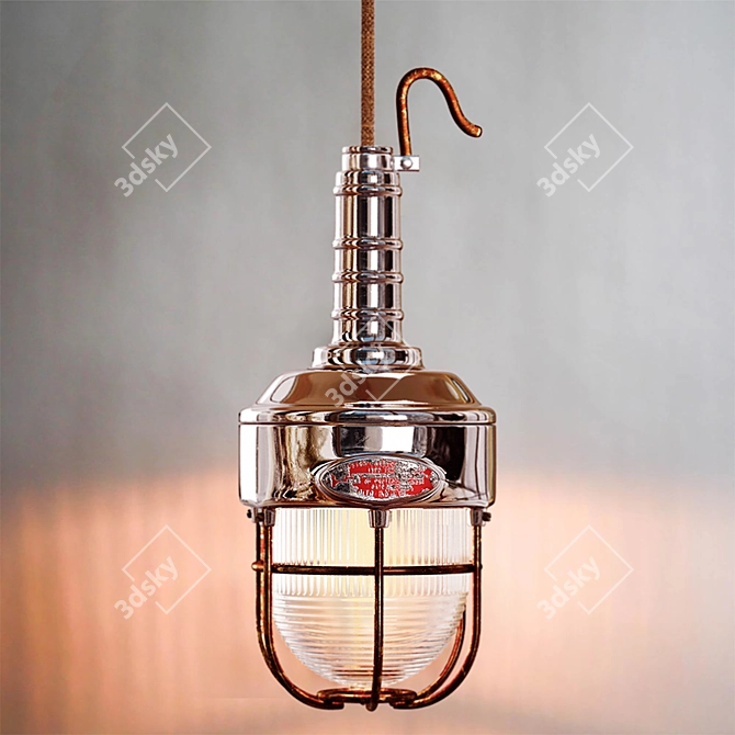 Japanese Portable Hanging Lamp, Vintage 3D model image 7