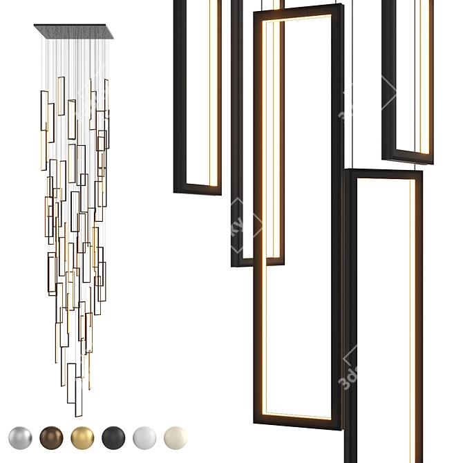 Modern Frame Pendant Light 3D model image 1