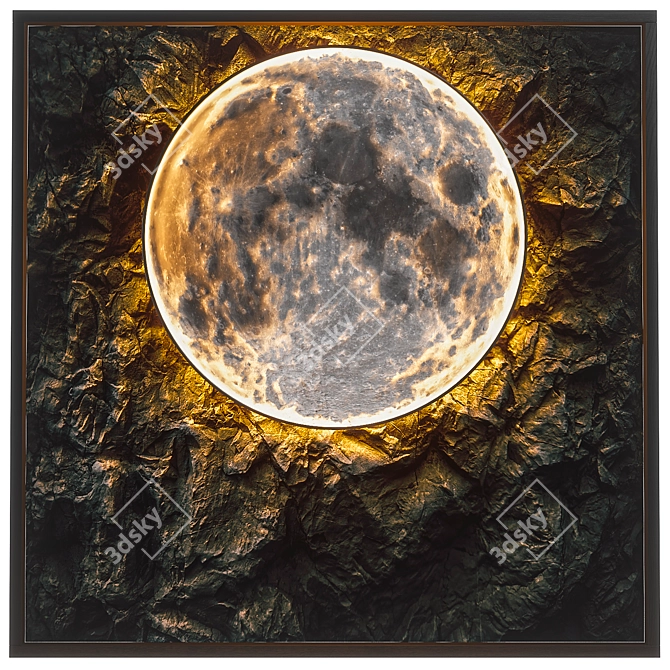 Luna LED Wall Art Panel 3D model image 1