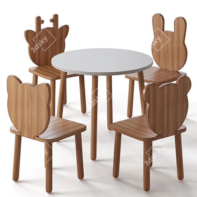 Rumekids Fauna Kids Table Set 3D model image 1