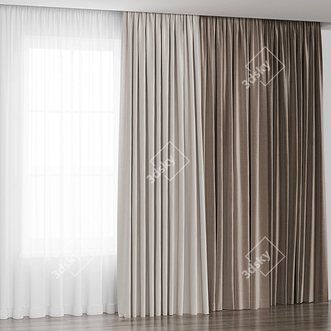 Tweed "Tree" Curtain Set 3D model image 3