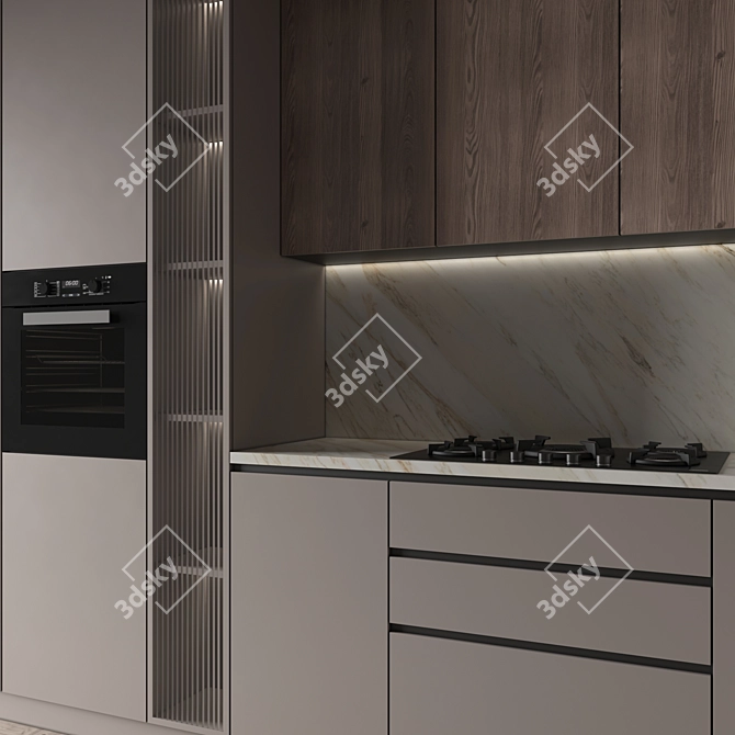 Editable Modern Kitchen with Appliances 3D model image 3