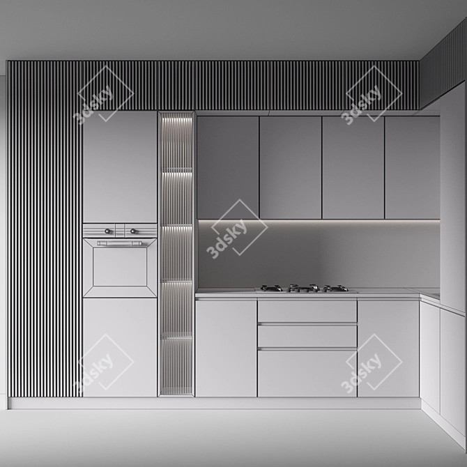 Editable Modern Kitchen with Appliances 3D model image 4