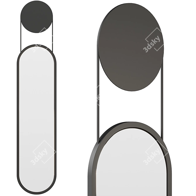 Minimalist Iron Mirror with Original Suspension 3D model image 1