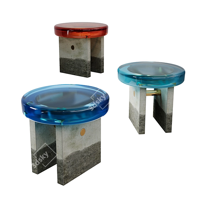 Golia Stool in Dual Tones 3D model image 1