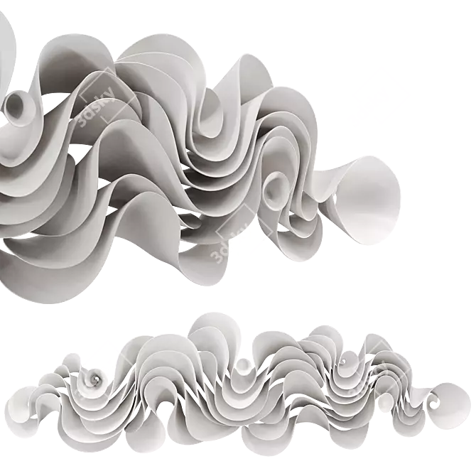 Wave Abstract Wall Sculpture 3D model image 1