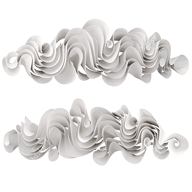 Wave Abstract Wall Sculpture 3D model image 2