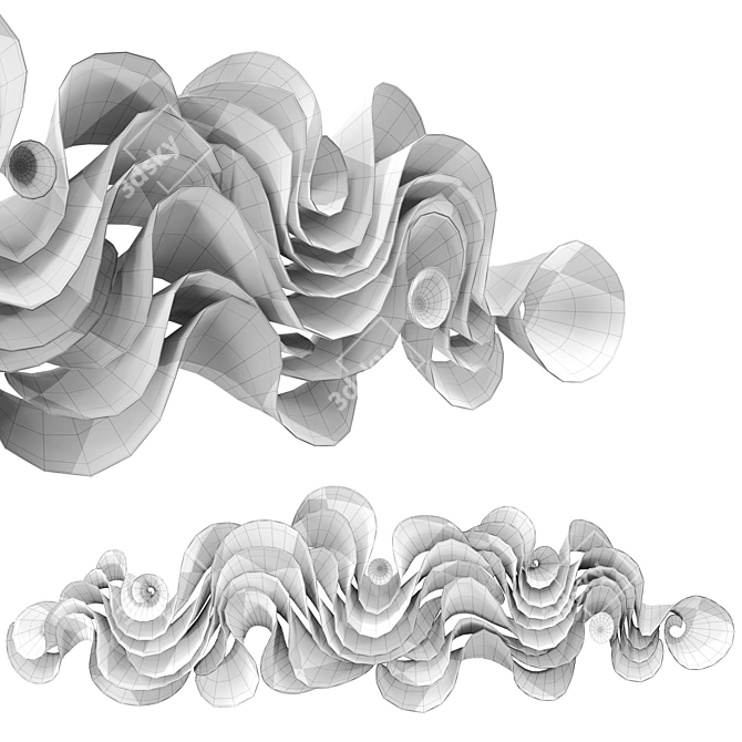 Wave Abstract Wall Sculpture 3D model image 3