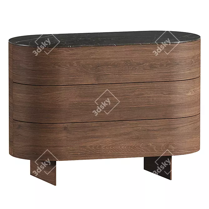 Sleek Wood Veneer Chest Drawers 3D model image 1