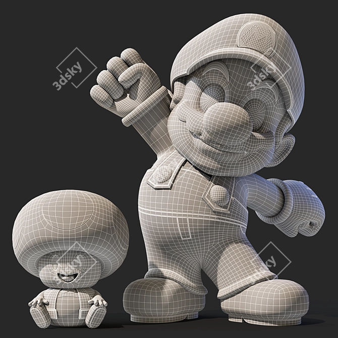 Plastic Mario Figure, Corona Render 3D model image 2