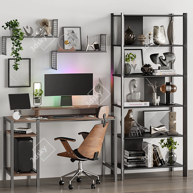 Modern Office Setup Bundle 3D model image 1