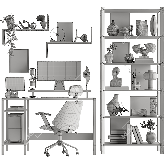 Modern Office Setup Bundle 3D model image 3