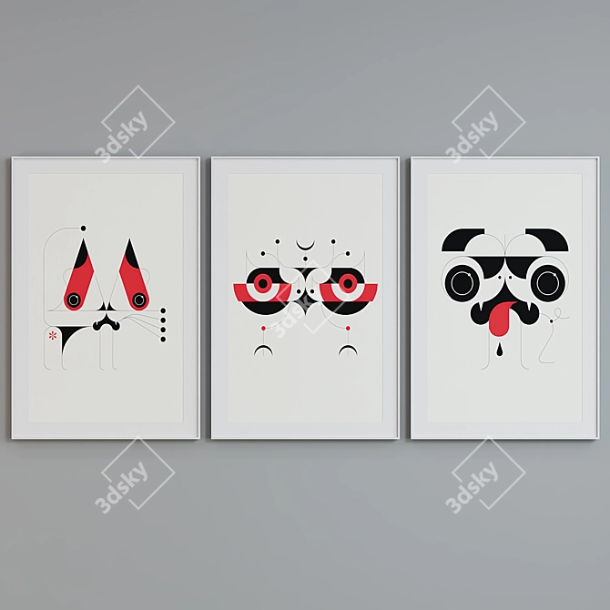 Animal Picture Frame Set - Modern Style 3D model image 2