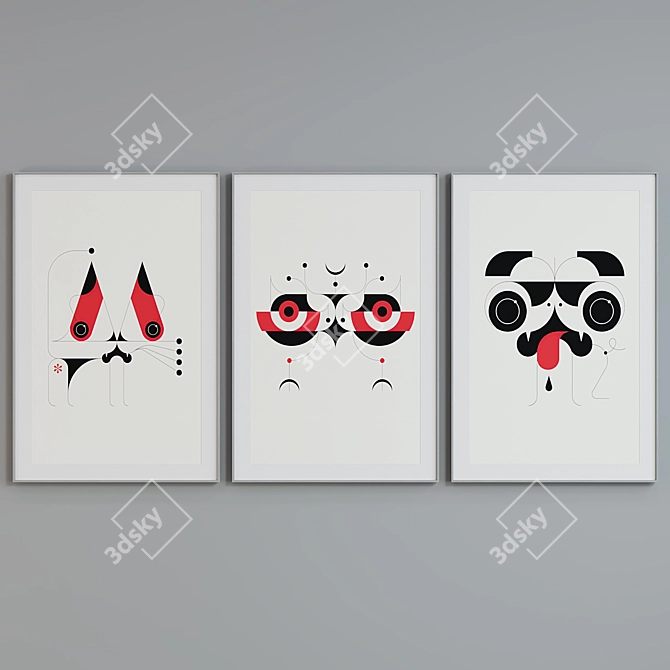 Animal Picture Frame Set - Modern Style 3D model image 3