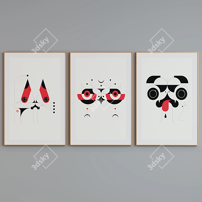 Animal Picture Frame Set - Modern Style 3D model image 4