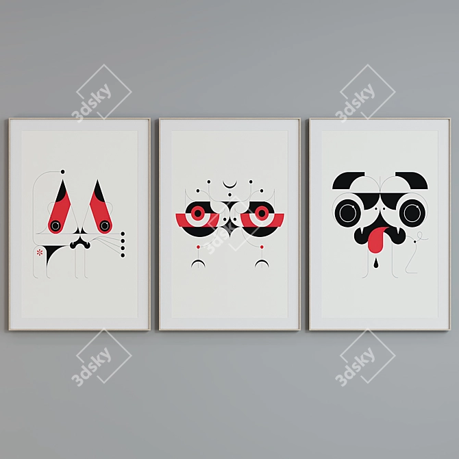 Animal Picture Frame Set - Modern Style 3D model image 5