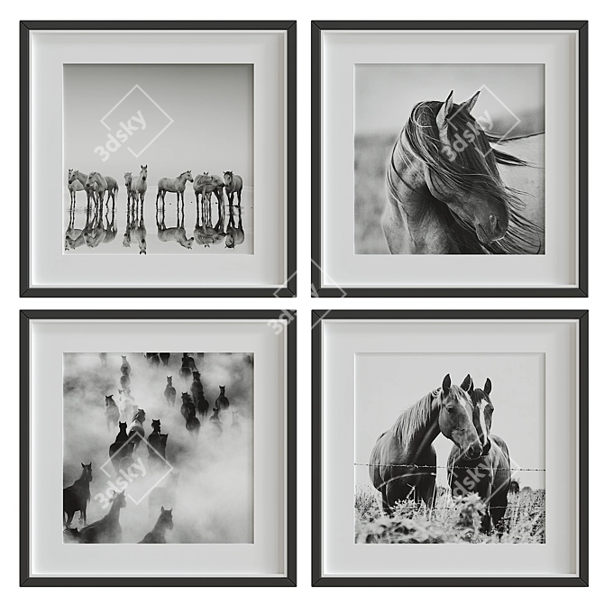 Artistic Set of Decorative Art Prints 3D model image 5