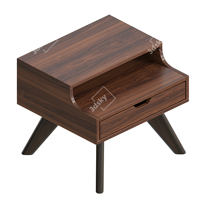 Scarlet Velvet Night Stand 3D model image 2