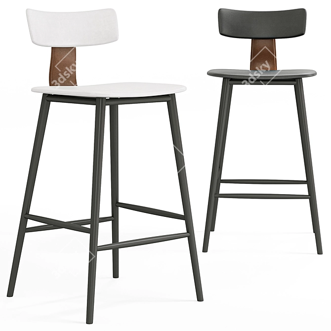 Half-Bar Stool ANT Black 3D model image 2