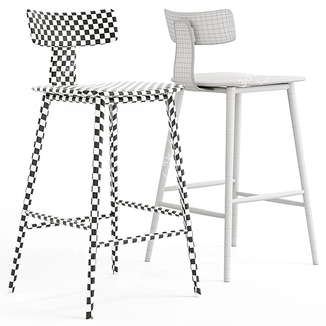 Half-Bar Stool ANT Black 3D model image 5